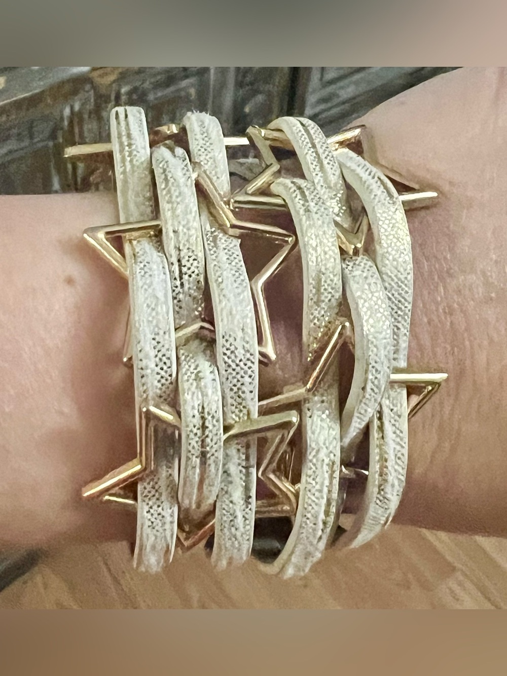 BEST Boho Bracelet EVER -Gold Star Faux Leather Wrap Bracelet - Magnetic Closure
